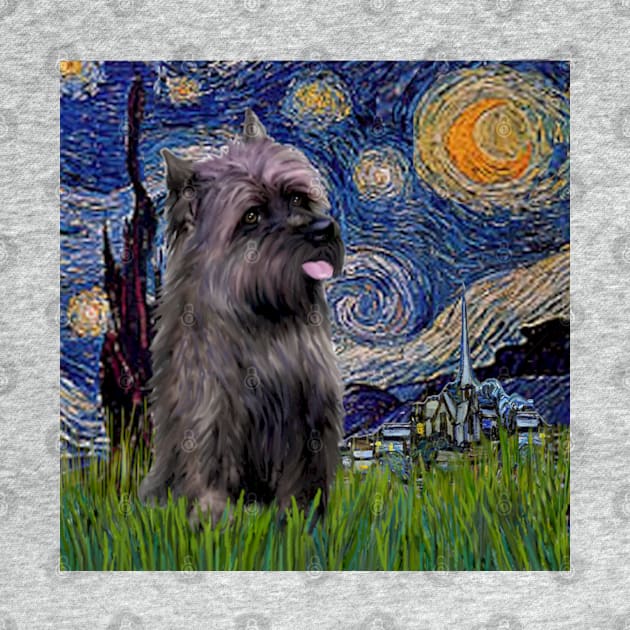 Starry Night (Van Gogh) Adapted to Feature a Brindle Cairn Terrier by Dogs Galore and More